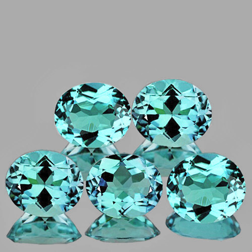 5x4 mm 5 pcs Oval Brilliant Cut AAA Fire Paraiba Green Blue Apatite Natural (Flawless-VVS)