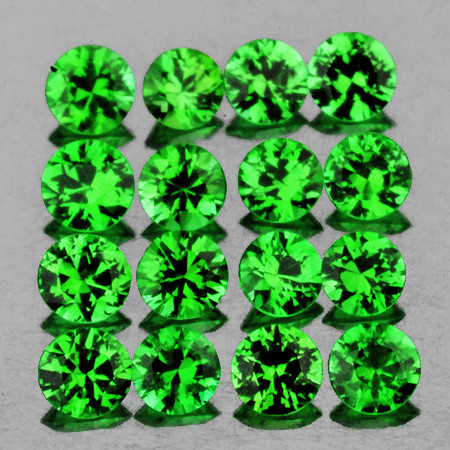2.00 mm 25 pcs Round Brilliant Cut Extreme Brilliancy Intense Chrome Green Tsavorite Garnet Natural {Flawless-VVS}--AAA Grade