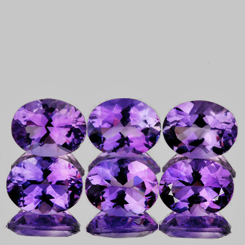 8x6 mm 6 pcs Oval Brilliant Cut AAA Fire AAA Purple Amethyst Natural {Flawless-VVS1}