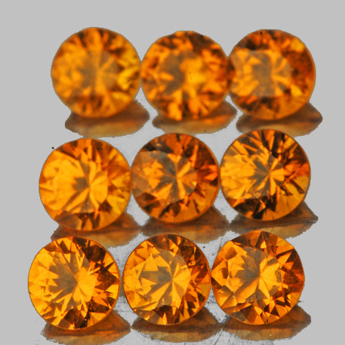 2.80 mm 9 pcs Round Brilliant Cut AAA Fire Intense Fanta Orange Spessartite Garnet Natural {VVS}