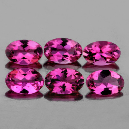 5x3 mm 6 pcs Oval Brilliant Cut AAA Fire AAA Vivid Pink Rubellite Natural {Flawless-VVS}
