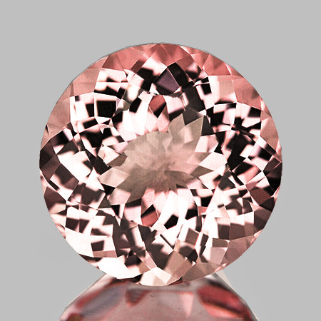 6.50 mm { 1.04 cts } Round Brilliant Cut Extreme Brilliancy Intense Peach Pink Morganite Natural { Flawless-VVS }--AAA Grade