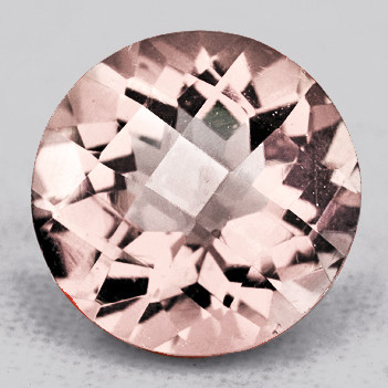 7.00 mm { 1.06 cts } Round Checker Brilliant Cut AAA Fire Natural Peach Pink Morganite { Flawless-VVS }--AAA Grade