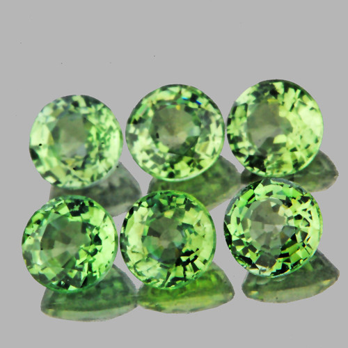3.20 mm 6 pcs Round Machine Cut Extreme Brilliancy Intense Green Ceylon Sapphire Natural {Flawless-VVS}--AAA Grade