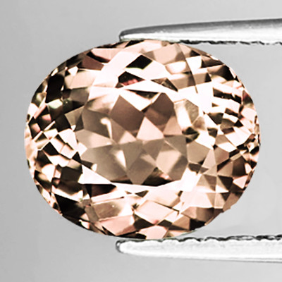 6.5x5.5 mm { 1.00 cts } Oval Brilliant Cut Extreme Brilliancy Natural Top Peach Morganite {Flawless-VVS}--AAA Grade