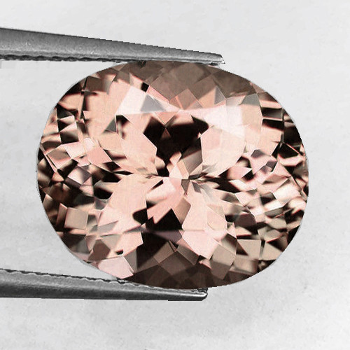 9.5x7.5 mm { 2.01 cts} Oval Brilliant Cut Extreme Brilliancy Natural Peach Pink Morganite [Flawless-VVS]--AAA Grade
