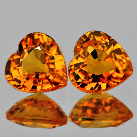 5.00 mm 2pcs { 1.08 cts } Heart AAA Fire Intense Golden Yellow Sapphire Natural {Flawless-VVS1}--AAA Grade