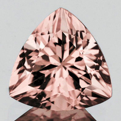 8.00 mm { 1.51 cts} Trillion Brilliant Cut Extreme Brilliancy AAA Peach Pink Morganite Natural [Flawless-VVS]--AAA Grade