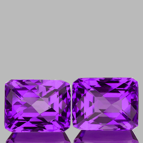 12x10 mm 2pcs Octagon Checker Emerald Cut AAA Fire Intense Purple Amethyst Natural (Flawless-VVS1}--AAA Grade