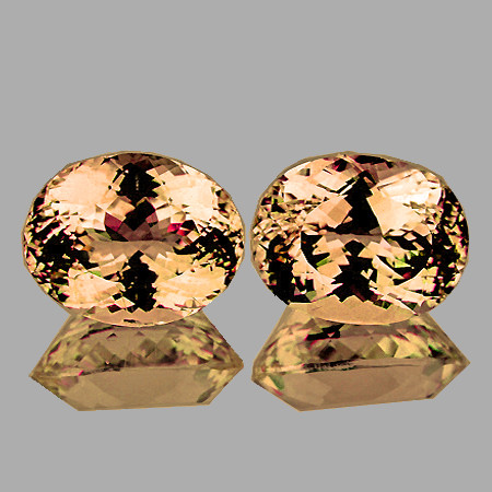 7.5x6.5 mm 2pcs { 2.96 cts } Oval Brilliant Cut Extreme Brilliancy Intense Peach Morganite {Flawless-VVS}--AAA Grade