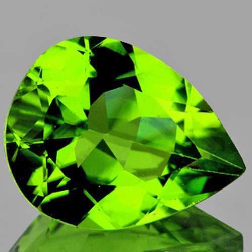 9x7 mm { 1.86 cts } Pear Brilliant Cut AAA Fire Intense AAA Green Peridot Natural {Flawless-VVS1}--AAA Grade