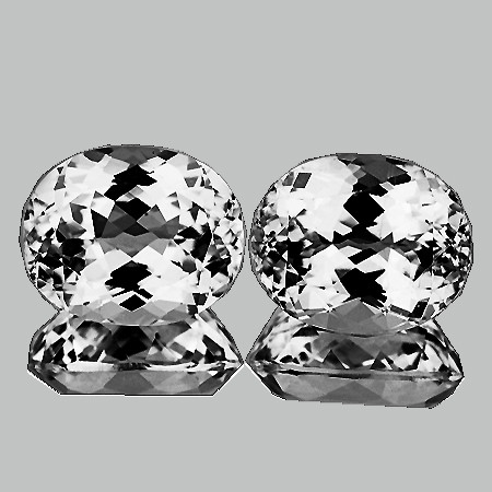 11x9 mm 2pcs Oval Brilliant Cut Extreme Brilliancy Natural Colorless Goshenite (White Beryl ) {Flawless-VVS}