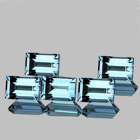 5x3 mm 5 pcs { 1.25 cts } Baguette Emerald Cut AAA Fire Natural Santa Maria Blue Aquamarine {Flawless-VVS}