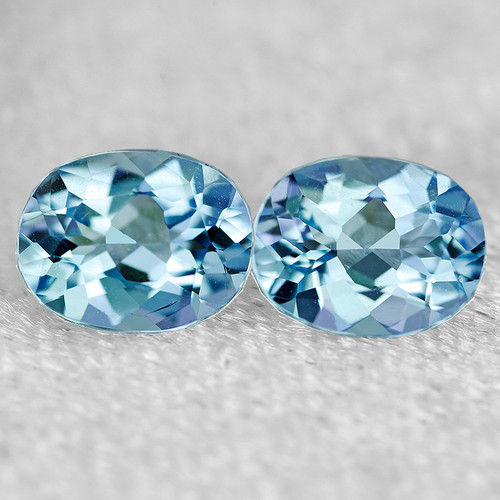 7x5.5 mm 2 pcs { 1.85 cts} Oval Brilliant Cut AAA Fire AAA Santa Maria Blue Aquamarine Natural {Flawless-VVS}--AAA Grade