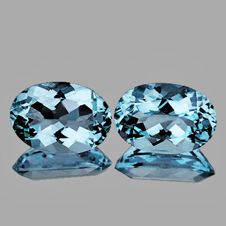 8x5 mm 2 pcs { 2.00 cts} Oval Brilliant Cut AAA Fire AAA Santa Maria Blue Aquamarine Natural {Flawless-VVS}--AAA Grade