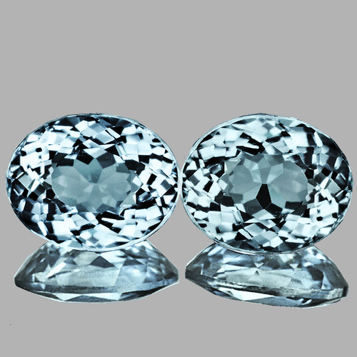 8x6.5 mm 2 pcs { 2.56 cts} Oval Brilliant Cut Extreme Brilliancy Natural Santa Maria Blue Aquamarine {Flawless-VVS}--AAA Grade