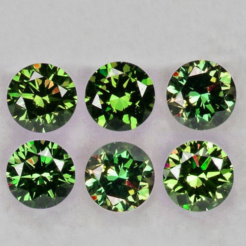 3.00 mm 6 pcs Round Machine Brilliant Cut Extreme Brilliancy Intense Green Sapphire Natural {Flawless-VVS}--AAA Grade