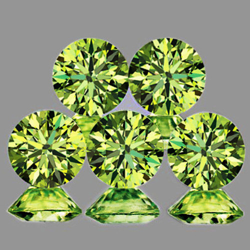 3.30 mm 5pcs Round Machine Brilliant Cut Extreme Brilliancy Intense Australia Yellow Green Sapphire Natural {Flawless-VVS}--AAA Grade