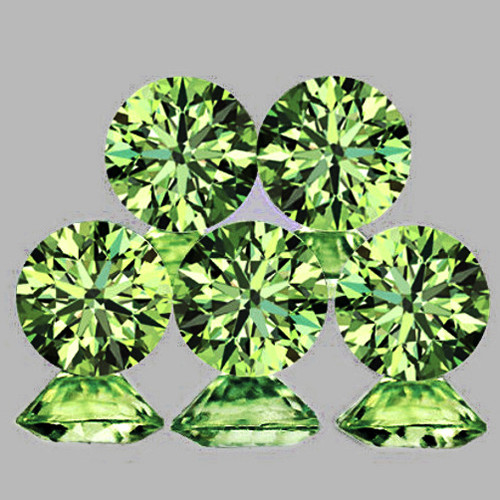 3.30 mm 5pcs Round Machine Brilliant Cut Extreme Brilliancy Natural Australia Green Sapphire {Flawless-VVS}--AAA Grade