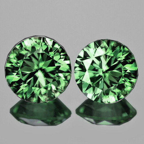 3.70 mm 2pcs Round Machine Brilliant Cut Extreme Brilliancy Intense Teal Green Madagascar Sapphire Natural { Flawless-VVS }--AAA Grade