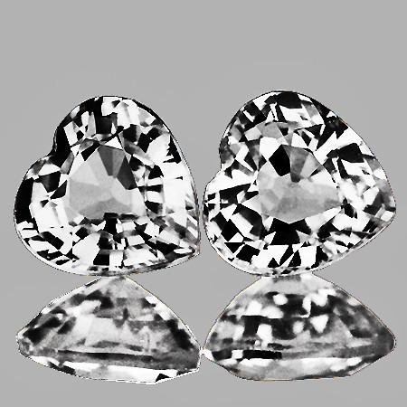 4.00 mm 2 pcs Heart Best AAA Fire Natural Diamond White Sapphire {Flawless-VVS1}--AAA Grade