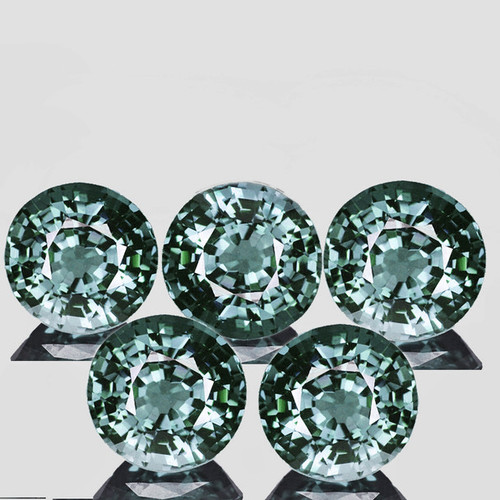 3.50 mm 5 pcs Round AAA Fire Teal Green Blue Sapphire Natural {Flawless-VVS}