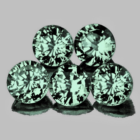 3.50 mm 5 pcs Round AAA Fire Teal Green Sapphire Natural {Flawless-VVS}