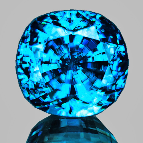 8.00 mm { 4.17 cts} Cushion Extreme Brilliancy Intense AAA Electric Blue Zircon Natural {Flawless-VVS1}--AAA Grade