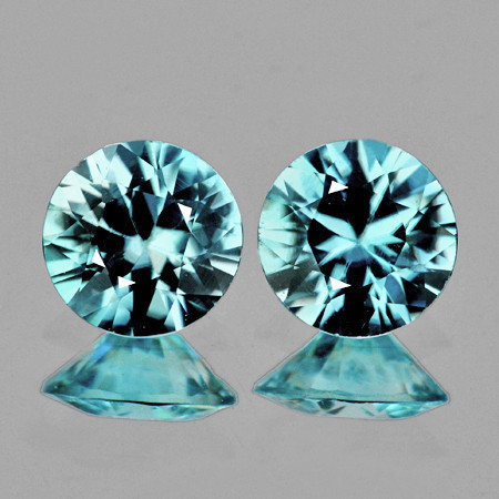 4.70 mm 2 pcs Round Brilliant Cut Extreme Brilliancy Natural Blue Zircon {Flawless-VVS)