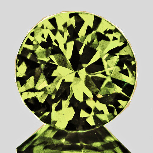 5.40 mm Round Brilliant Cut Extreme Brilliancy Natural Yellow Green Tourmaline Afghanistan {Flawless-VVS)--AAA Grade