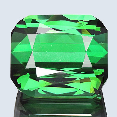 7.5x6.5 mm { 2.07 cts } Cushion Step Cut Best AAA Neon Green Tourmaline Afghanistan Natural { Flawless-VVS }--AAA Grade