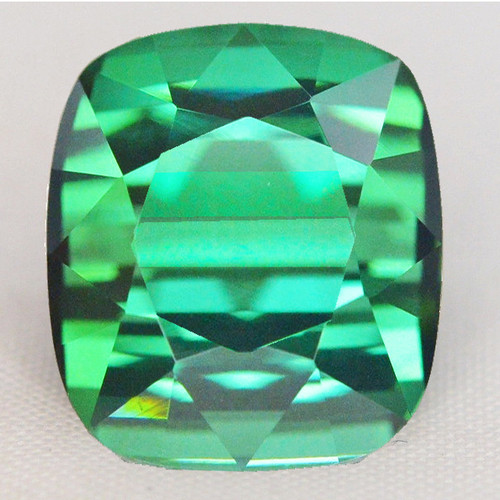 7x6.5 mm { 2.24 cts } Cushion Step Cut Best AAA Neon Bluish Green Tourmaline Afghanistan Natural { Flawless-VVS }--AAA Grade