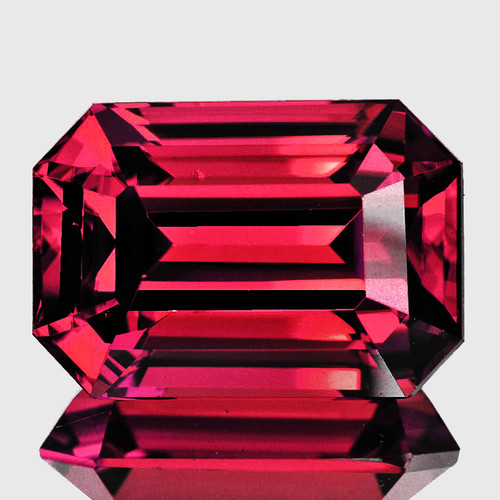 9x6 mm { 2.70cts } Octagon Machine Emerald Cut Extreme Brilliancy Intense AAA Pink Red Rhodolite Garnet Natural (Umbalite) {Flawless-VVS1}--AAA Grade