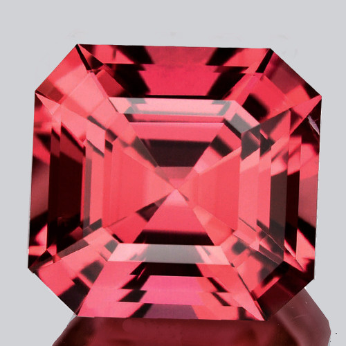 6.50 mm { 1.68 cts } Octagon Machine Emerald Cut Extreme Brilliancy AAA Padparadscha Pink Rhodolite Garnet Natural (Umbalite) {Flawless-VVS1}--AAA Grade