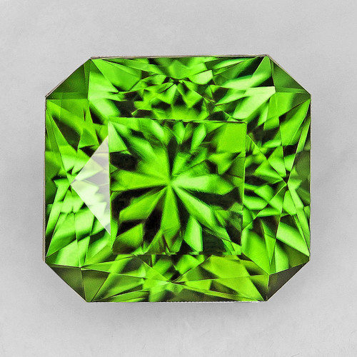 7.5x7 mm { 2.21 cts } Octagon Machine Radiant Cut Extreme Brilliancy Intense Green Peridot Natural {Flawless-VVS1}--AAA Grade