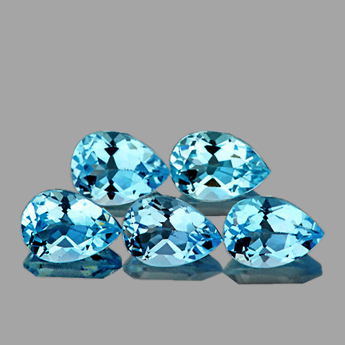8x6 mm 5 pcs Pear Brilliant Cut AAA Fire AAA Sky Blue Topaz Natural {Flawless-VVS1}