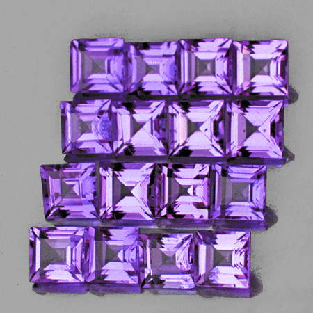 4.00 mm 16 pcs Square AAA Fire Natural Purple Amethyst (Flawless-VVS}