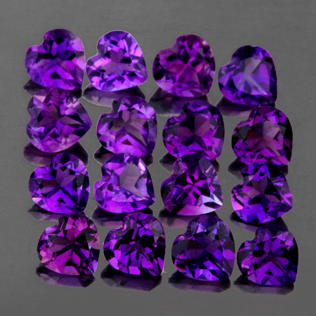 3.50 mm 17 pcs Heart Intense Purple Amethyst Natural {Flawless-VVS1}