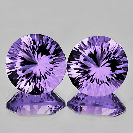 10.00 mm 2 pcs { 6.71 cts } Round Concave Cut Extreme Brilliancy Top Purple Amethyst Natural {Flawless-VVS1}--AAA Grade