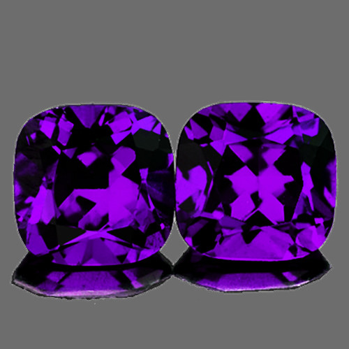 9.00 mm 2 pcs { 5.41 cts } Cushion Brilliant Cut Extreme Brilliancy Intense Royal Purple Amethyst Natural {Flawless-VVS1}--AAA Grade