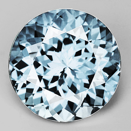 8.70 mm { 2.36 cts } Round Brilliant Cut Extreme Brilliancy Natural Santa Maria Blue Aquamarine {Flawless-VVS1}--AAA Grade