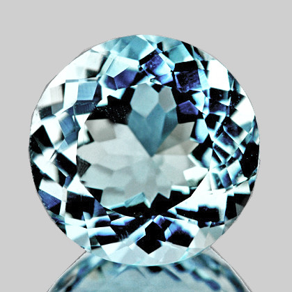 7.00 mm { 1.17 cts } Round Brilliant Cut Extreme Brilliancy Natural Blue Aquamarine {Flawless-VVS1}--AAA Grade