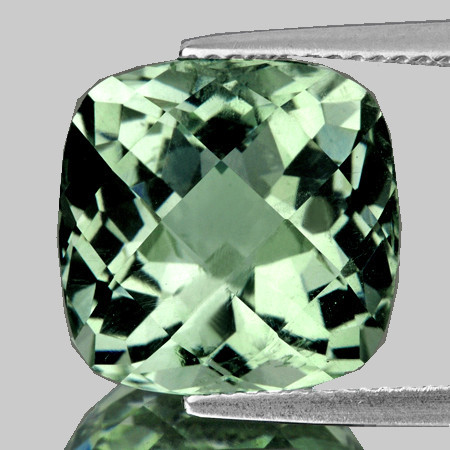 15.00 mm { 11.32 cts } Cushion Checker AAA Fire AAA Green Amethyst Natural {Flawless-VVS1}