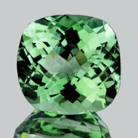 15.00 mm { 10.47 cts } Cushion Checker AAA Fire Intense Green Amethyst Natural {Flawless-VVS1}--AAA Grade