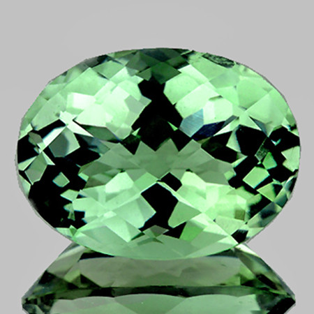 16x12 mm { 9.46 cts } Oval Checker Brilliant Cut AAA Fire Intense Green Amethyst Natural {Flawless-VVS1}--AAA Grade