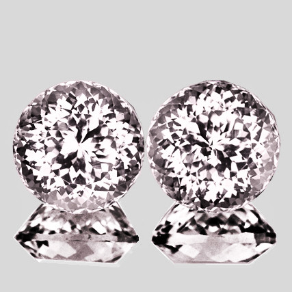 8.00 mm 2 pcs Round Machine Brilliant Cut Extreme Brilliancy Natural Light Pink Morganite { Flawless-VVS }--AAA Grade