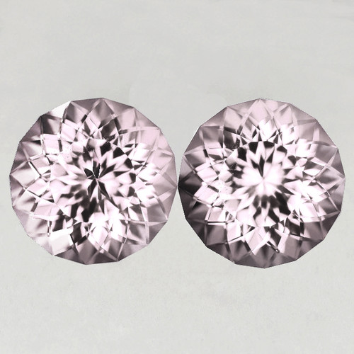 6.50 mm 2 pcs Round Machine Brilliant Cut Extreme Brilliancy Natural Light Pink Morganite { Flawless-VVS }--AAA Grade