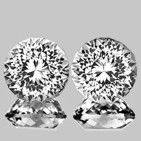 7.00 mm 2pcs Round Machine Brilliant Cut Extreme Brilliancy Natural Colorless Goshenite (White Beryl ) {Flawless-VVS}