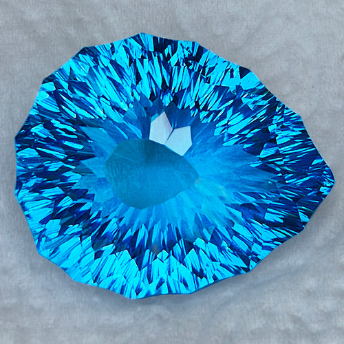 26x22 mm { 62.14 carat } Pear Custom Concave Cut Extreme Brilliancy Intense Swiss Blue Topaz Natural {Flawless-VVS}--AAA Grade