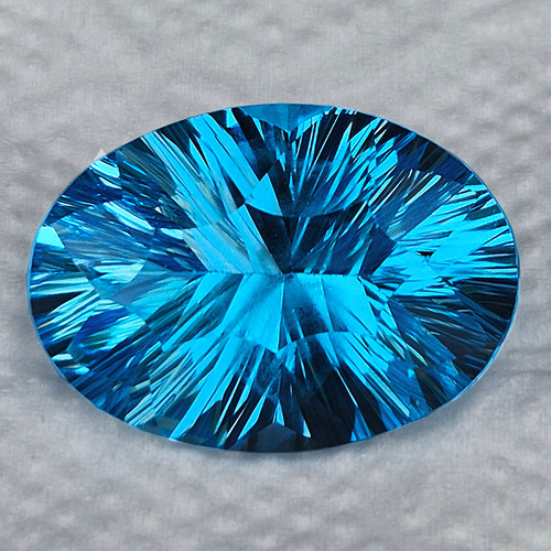 25x18 mm { 34.11 cts } Oval Concave Cut Extreme Brilliancy Intense Swiss Blue Topaz Natural {Flawless-VVS}--AAA Grade